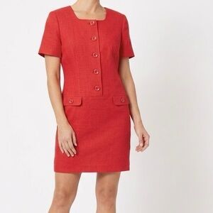 Kasper Vintage Coral Red Knit Mini Dress 16